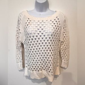 American Eagle Outfitters Open Stitch Pullover Sweater White Size Medium